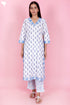 Cambric Cotton Kurta Pant Set With Kota Dupatta In Block Print